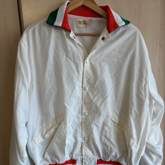 Vintage Ireland King Louie Jacket Adult L/XL White Pro Fit Bomber Nylon Shell - Picture 1 of 8